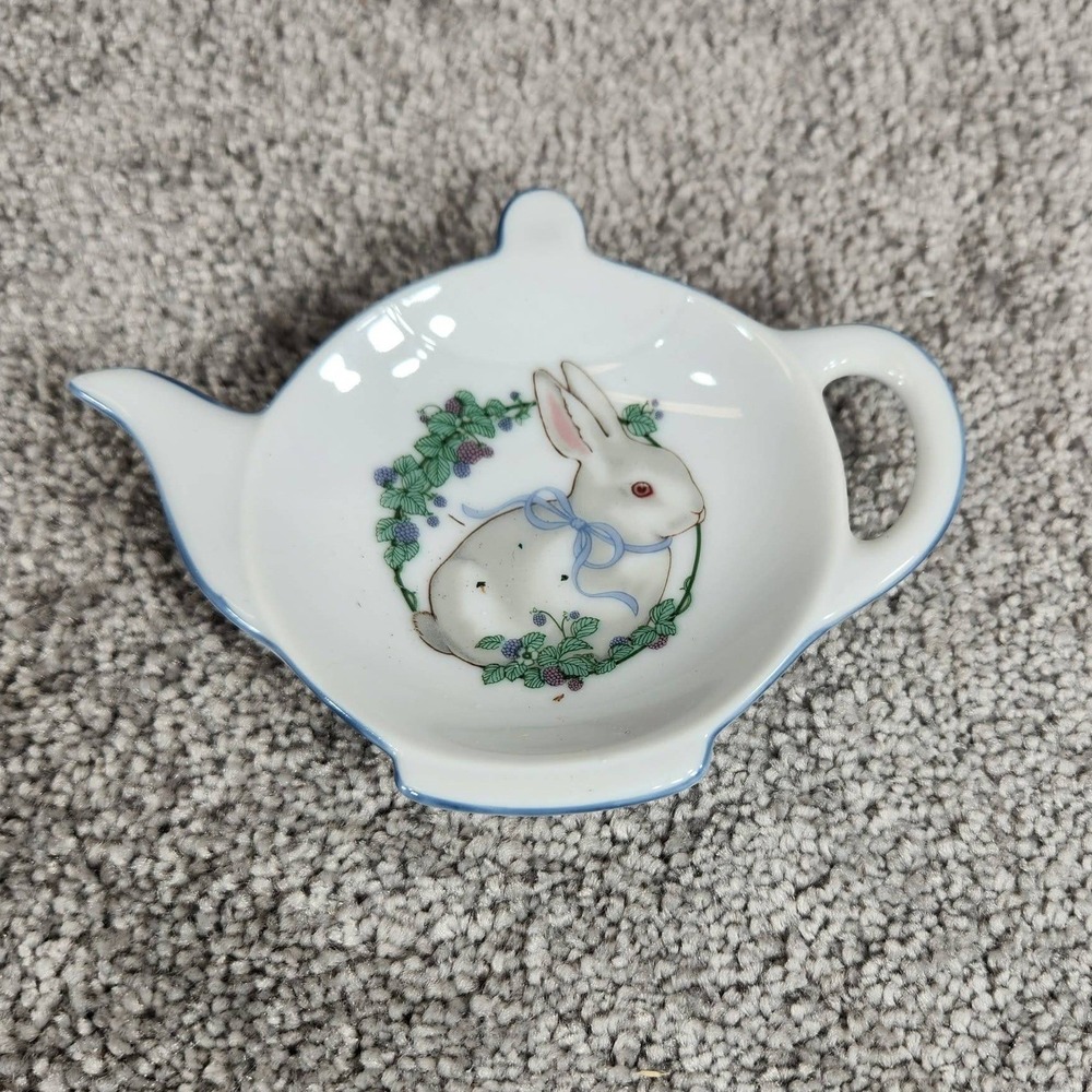 George Good Tea Bag Caddy White Rabbit Fabrizio 1986 Japan Vintage OS